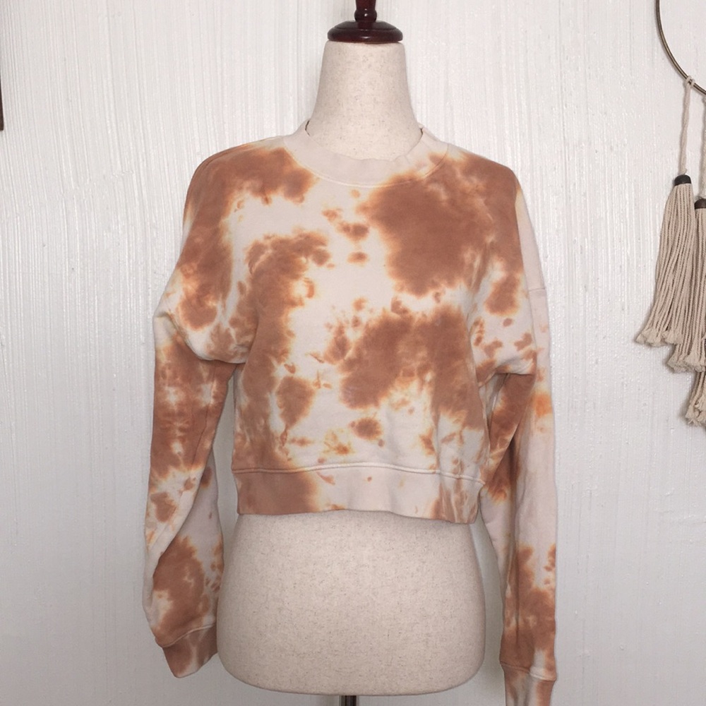Mate the Label ginger tie dye organic cotton crop sweatshirt XS sustainable